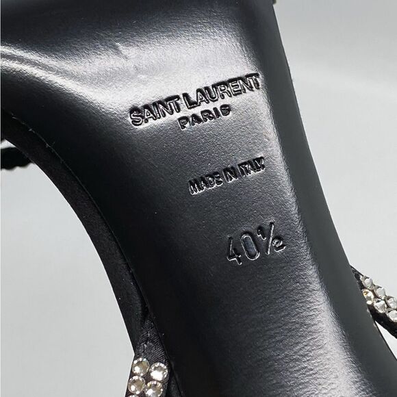 Saint Laurent Ava Sandals in Crepe Satin with Rhinestones size 40.5 - Picture 13 of 13